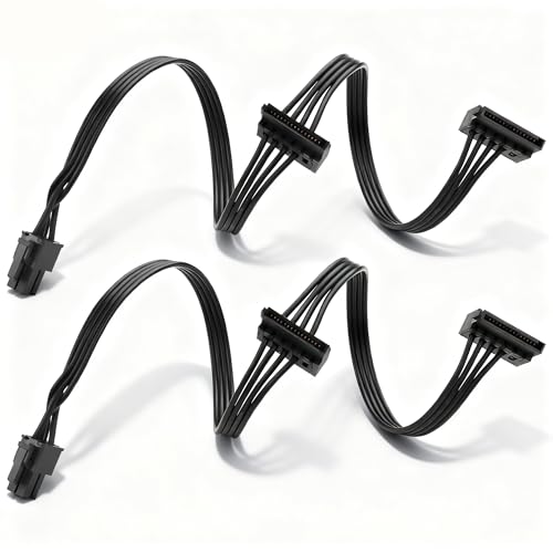 SinLoon 2 ATX 4 pin to dual SATA 15 pin adapter extension cable, SATA power cable, 45cm for mechanical HDD/SSD/DVD/CD-ROM drives