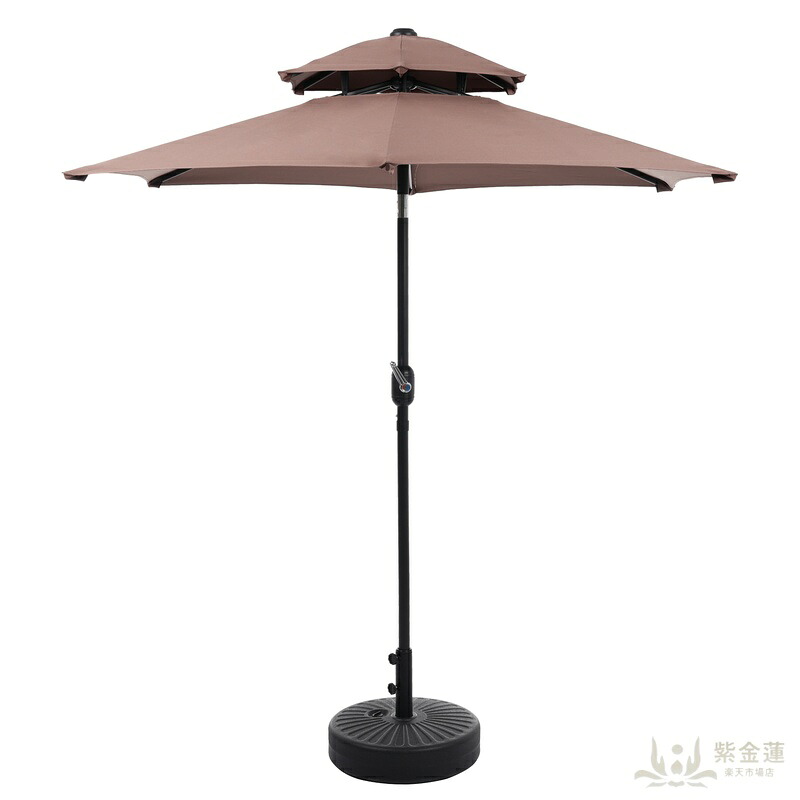 【ブラウン・シンプルデザイン・直径220cm・ベース付き 】パラソル+ベースセット 30+UPF紫外線対策 角度調整 パラソルセット ベース パラソル ガーデンパラソル|紫金蓮店