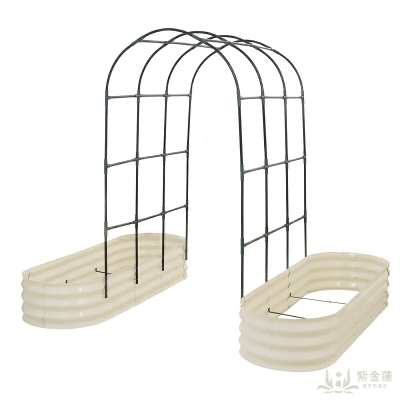【600L】レイズドベッド ガーデンベッド L240*W125*H90cm つる棚 アーチ付き 腐らない 庭 野菜 プランター 果物栽培用 ガーデンフレーム おしゃれ 組立簡単 ガーデンボックス 屋外 家庭菜園 DIY 野菜 植物 花 花園 家庭用【ホワイト】｜紫金蓮店