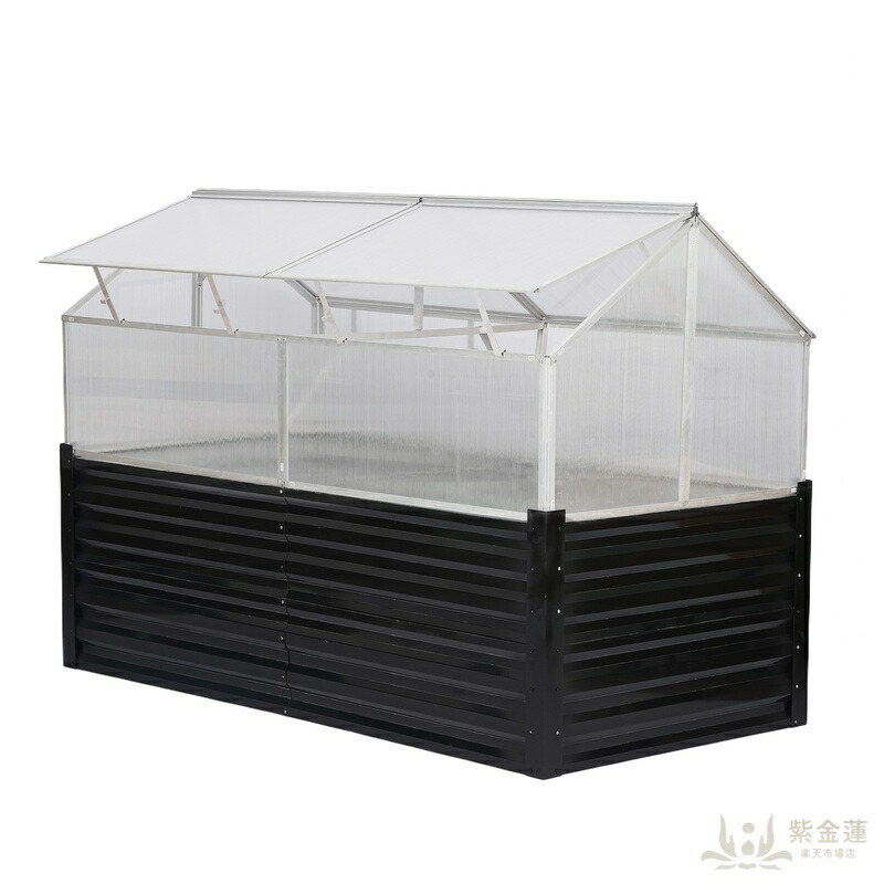 【黒いこと】3WAY植木室＋プランター パソコン取りまかなう＋軽銀＆アイアン製  開閉能力のあるな窓付き添い人 181*91*130 珊 今めかしい ガーデニング UV保護すること ポリカーボネート DIY 室外