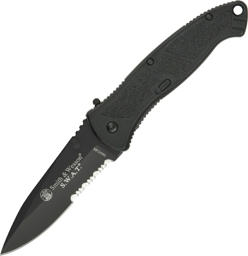 アウトドアナイフ　Smith&Wesson(スミス&ウェッソン) フォールディングナイフ　 SWATLBS Large Black SWAT ライナーロック　半波刃 アシストオープン