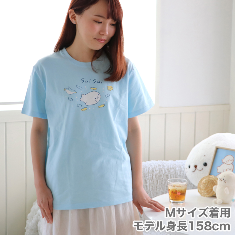 楽天市場 ｓａｌｅ セール しろたん Tシャツ 半袖 Sui Sui柄 水色