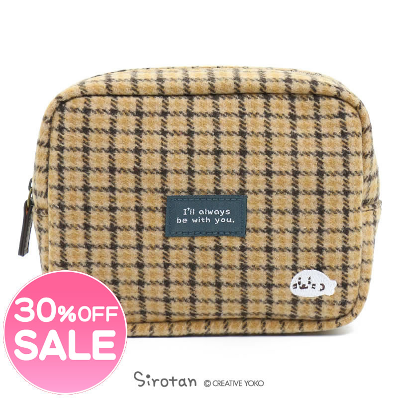 楽天市場 ｓａｌｅ 30 Off セール しろたん ツイード 四角ポーチ 茶色ポーチ コスメポーチ アクセサリーポーチ チェック柄 ツイード生地 あざらし アザラシ おしゃれ かわいい キャラクター マザーガーデン しろたんタウン