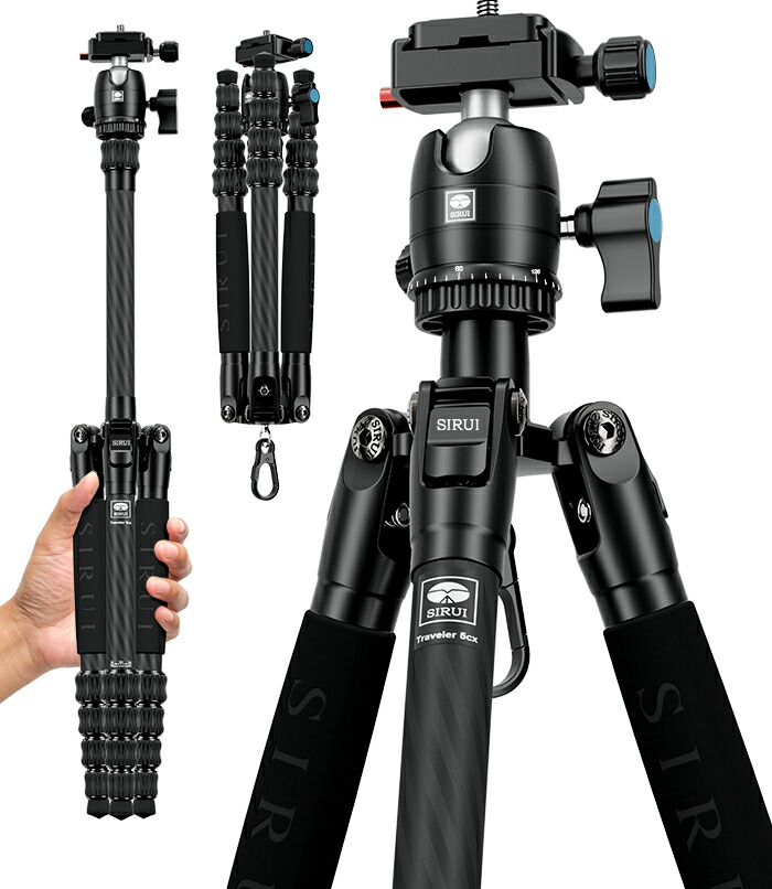 SIRUI(シルイ) Traveler 5CX 炭素三脚｜超軽さ930g・耐荷重10kg｜納める長34.5糎・5段伸縮｜360度親しさ雲台付き添い人｜低角度＆マクロ命令映画化相応う｜鏡鑑受け答え相応う・三脚架入れもの嘱する｜旅する・山登り・映画化に至適