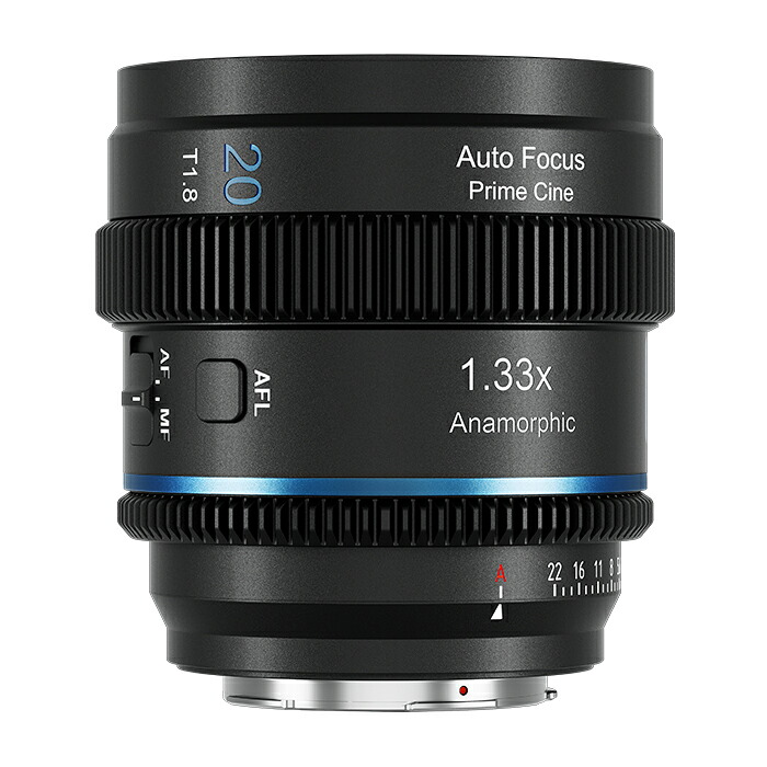 SIRUI シルイ 20mm T1.8｜1.33Xアナモフィックレンズ｜超広角単焦点｜S35対応｜大口径T1.8｜オートフォーカス｜超軽量480g｜ブルーフレア＆ニュートラルフレア選択可｜E/MFT/X/Z/Lマウント対応｜動画撮影向け｜映像制作に最適