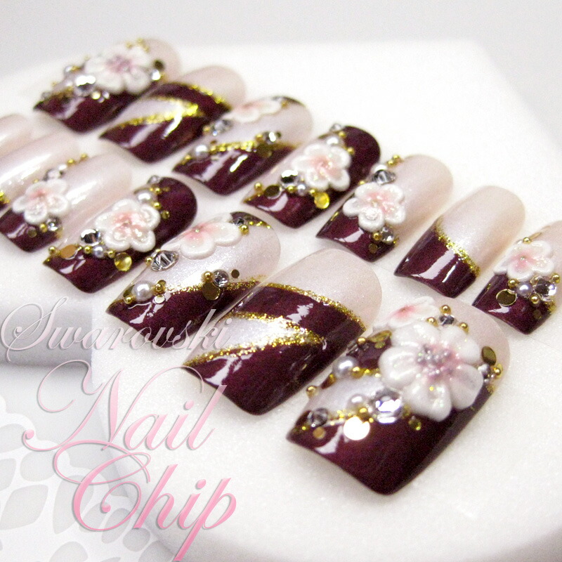 楽天市場】成人式 ネイルチップ オーダー シンプルデザイン 紫系×黒