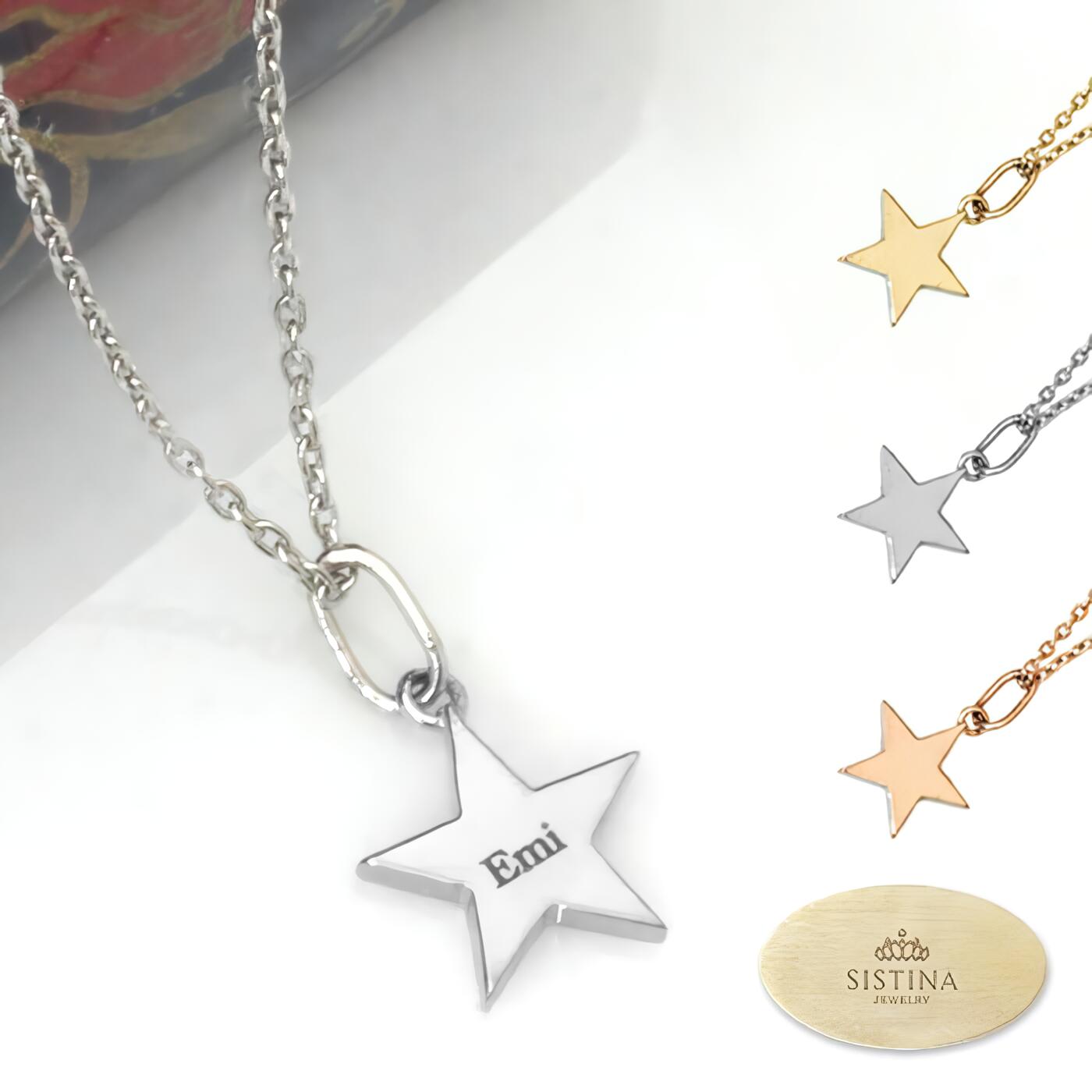 SISTINA K18 K10 星 イニシャル スター オーダー ネームネックレス オリジナル 名前 刻印OK 送料無料