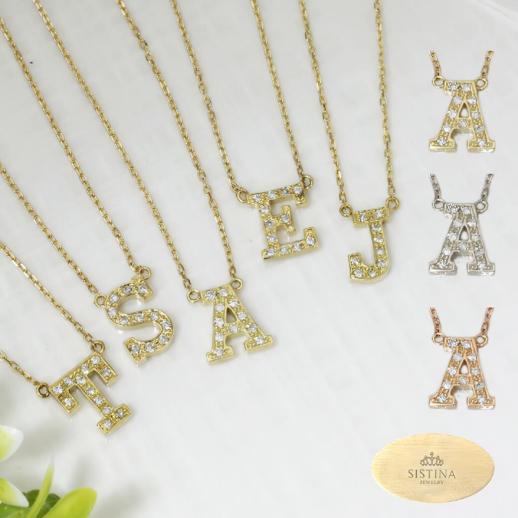 イニシャルダイヤモンドネックレス　R　K18WG 楽天市場】K18WG【0.15ct】ダイヤモンド イニシャル ネックレス