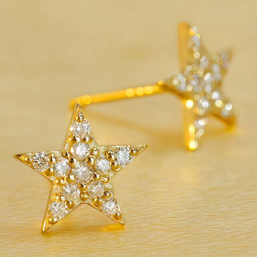 楽天市場】K18YG ダイヤモンド 星 ピアススタッドピアス スター