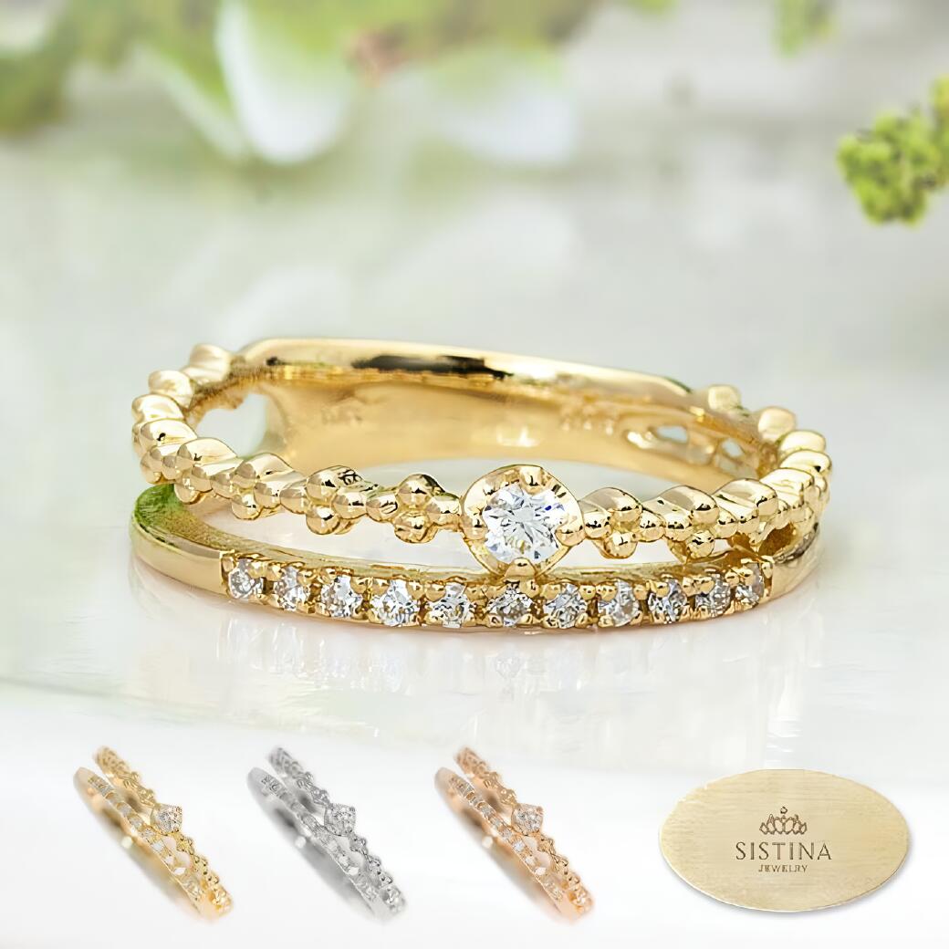 K18 ゴールド&ダイヤリング　2点まとめ売り 楽天市場】指輪 リング ゴールド クロスリング 0.02ct