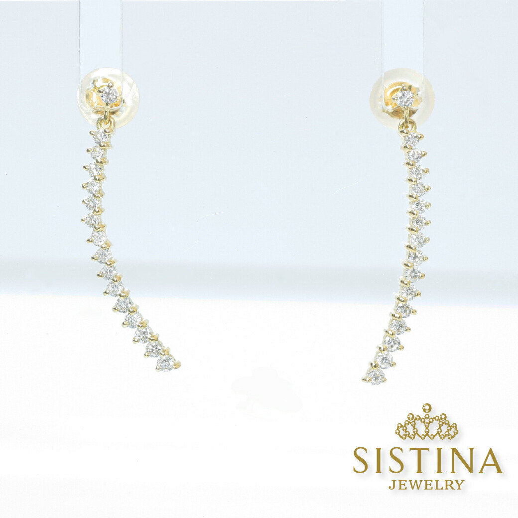 ダイヤモンド ライン ラインピアス スウィングピアス 32石 0.3ct ピアス ｜ K18ジュエリー システィーナ リリコ プラチナ 金 イエロー ピンク ホワイト｜DiamondJewelrySalon システィーナ