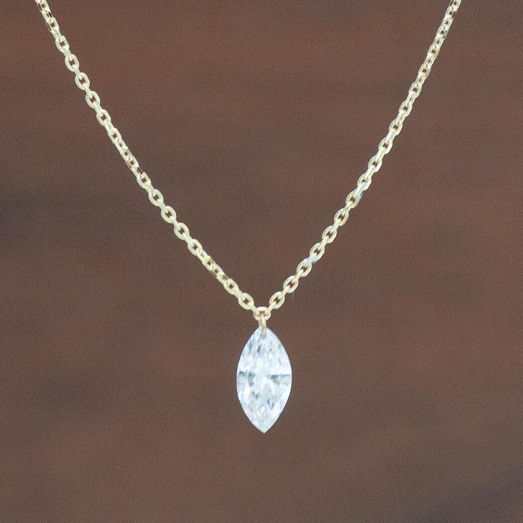 【ALTRO アルトロ】Liorリオール ラボグロウンダイヤモンド K10 マーキス 0.3ct ネックレス レーザーホール 一粒ダイヤ 合成ダイヤモンド フレームレス 穴あき 10金 イエローゴールド K10YG ジュエリー 送料無料
