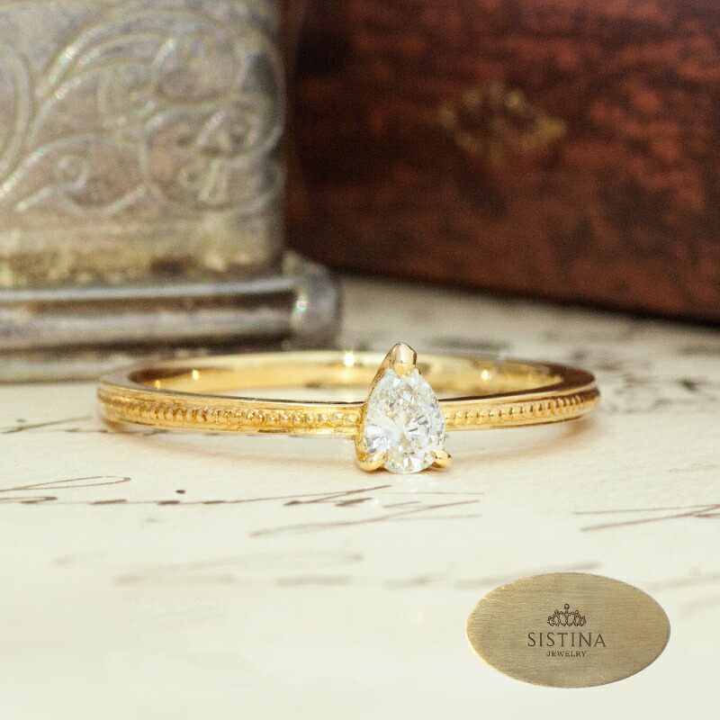 楽天市場】K18 ツイストアーム ペアシェイプカット ダイヤモンド