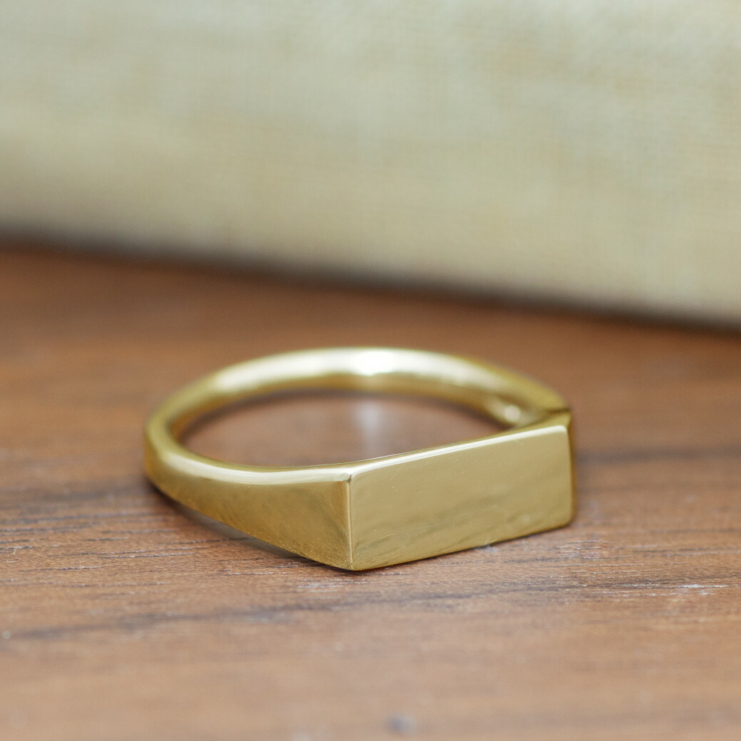 K18 PT シグネット スクエア M リング 印台 地金 レディース メンズ ペアリング 結婚指輪 マリッジリング 刻印 ボリューム シンプル スタッキング レイヤード 地金 指輪 プラチナ 金 イエロー K18YG 18金 PT900 シグネチャーリング｜DiamondJewelrySalon システィーナ 220,000円