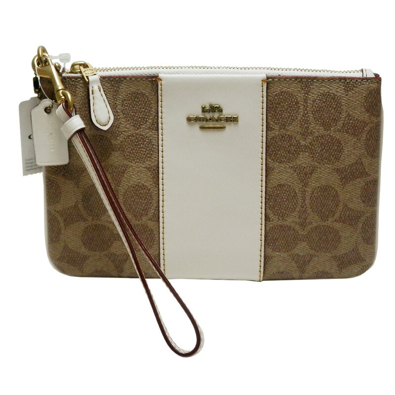 コーチ　ＣＯＡＣＨ　シグネチャー　リストレット　ポーチ　３２４４５　未使用品　チョーク/タン【中古】【コンビニ受取対応商品】