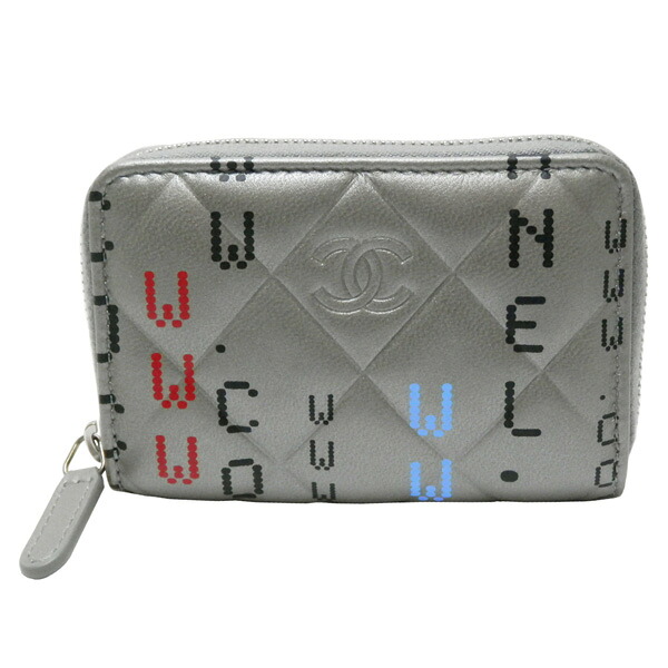 シャネル CHANEL ラムスキン マトラッセ コンピューター ラウンドファスナー コインケース/カードケース シルバー 【中古】【コンビニ受取対応商品】|質・買取・販売SATOH