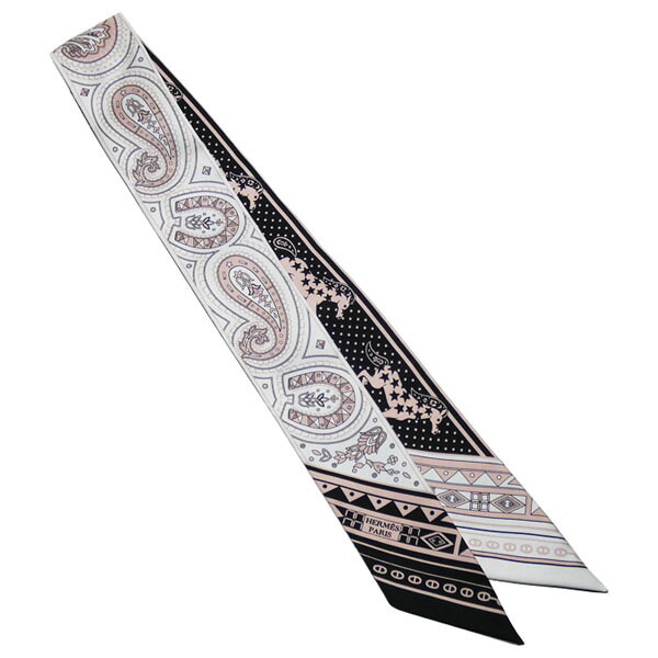 エルメス　HERMES　スカーフ　ツイリー　シュヴァルドゥクールバンダナ　CHEVAL DE COEUR BANDANA　ノワール/ブロン/ヴィユーローズ　未使用品【コンビニ受取対応商品】