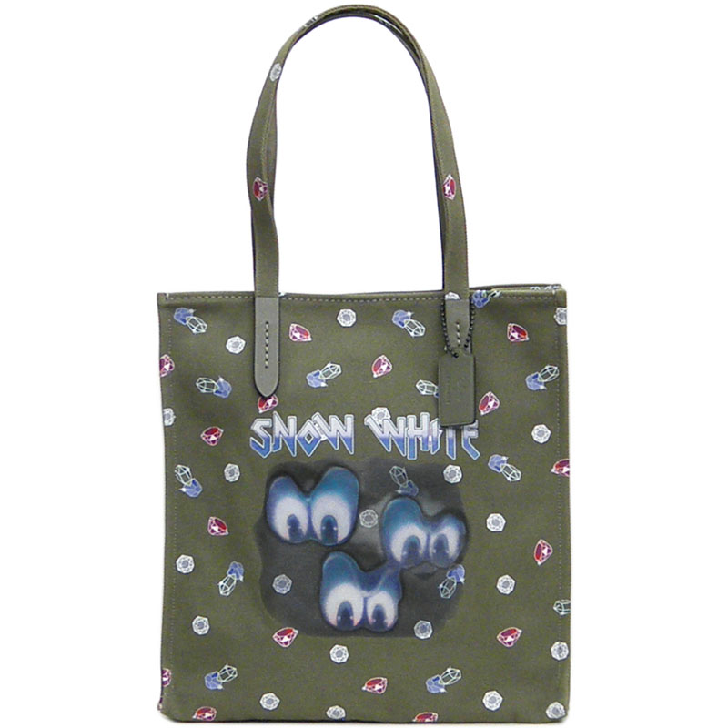 コーチ　COACH　キャンバス　ディズニーコラボ　スノーホワイト　白雪姫　トートバッグ　32719　カーキ　【中古】