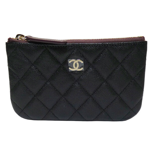 シャネル CHANEL キャビアひと肌 マトラッセ 古典派音楽 スモール ジップ 合切袋 AP4020 黒いこと ゴールド金具【中古】【コンビニエンスストア受け取り証書相応う商いもの】
