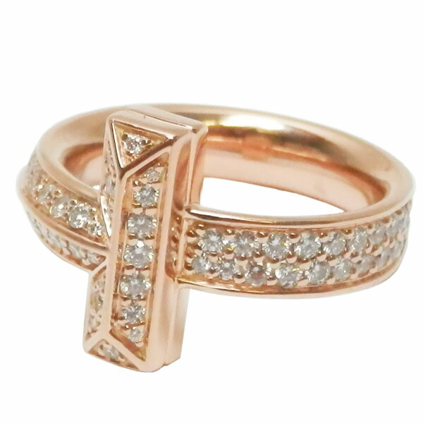 ティファニー　TIFFANY & Co.　７５０ローズゴールド/ピンクゴールド　指輪　ティファニーＴ　Ｔワンリング　ダイヤモンド０．５４ｃｔ　サイズ９号　【中古】