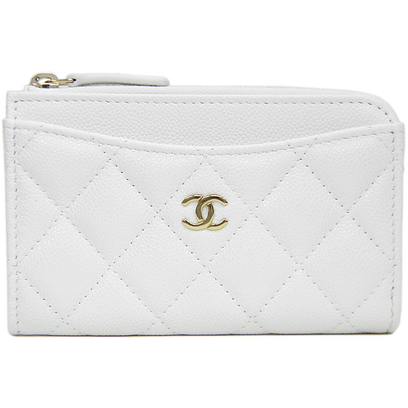 シャネル CHANEL キャビア素はだ マトラッセ Ｌ字チャック フラグメントケース/コインケース/歌留多入れもの AP3179 白いこと系 ゴールド金具 【中古】【コンビニエンスストア受け取り証書相応う商いもの】