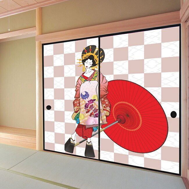 デザイン襖紙　「花魁（おいらん）」　２枚組　　（襖/ふすま/ふすま紙/モダン/和紙/オシャレ/張替)