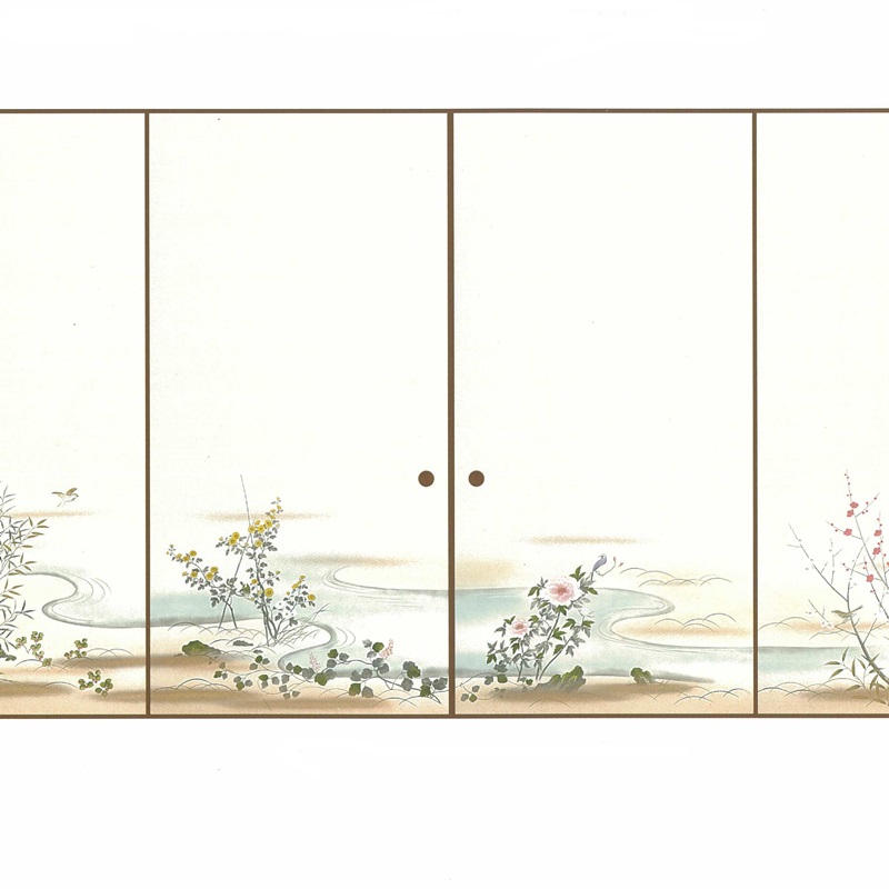 楽天市場】高級織物襖紙 山水画 4枚組 No．82 （襖/襖紙