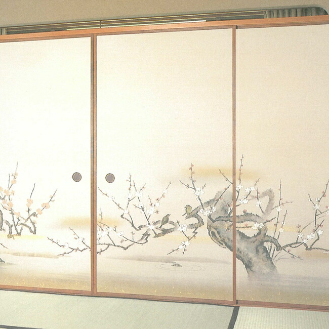 衝立 伝統和風衝立 中襖 手描き山水画 4尺衝立 襖セット訳アリ