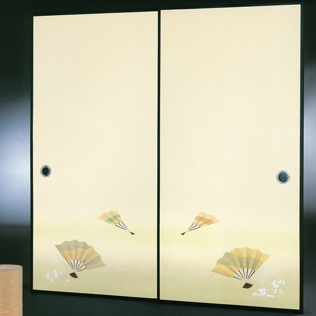 高級襖紙　伝統手加工襖絵柄　Ｎｏ．１７５　２枚組　（襖/襖紙/ふすま/ふすま紙/糸入り/織物/扇子/押入れ/張り替え/張替え)｜こだわりの室内装飾専門店しつらい