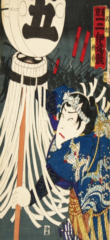 「東京一二伊達競」「沢村訥升」　１枚柄　デザイン襖紙（襖/ふすま/鳥の子/和紙/オシャレ/和風/和柄/浮世絵/火消/張替/通販)