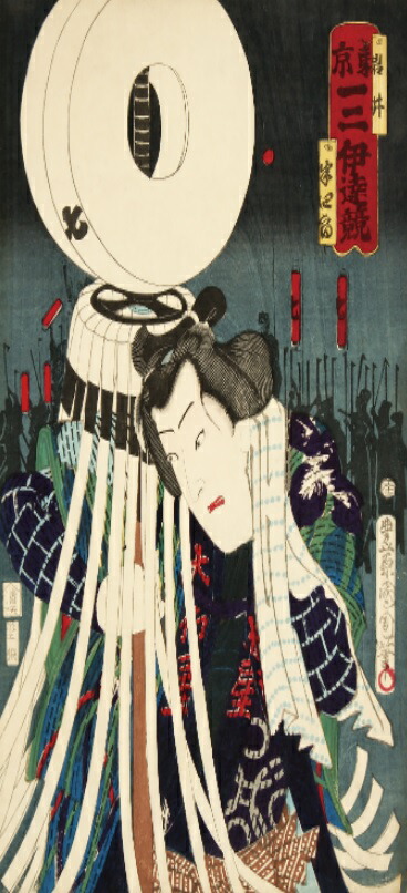 「東京一二伊達競」「岩井半四郎」　１枚柄　デザイン襖紙（襖/ふすま/鳥の子/和紙/オシャレ/和風/和柄/浮世絵/火消/張替/通販)