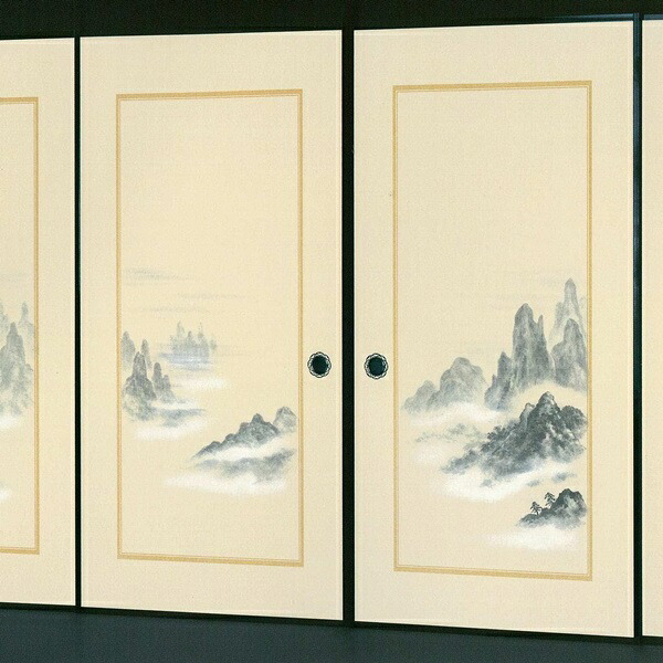 楽天市場】高級織物襖紙 縁取り山水画 4枚組 No.87 (襖 楽天市場】高級織物襖紙 縁取り山水画 4枚組 No.87 (襖