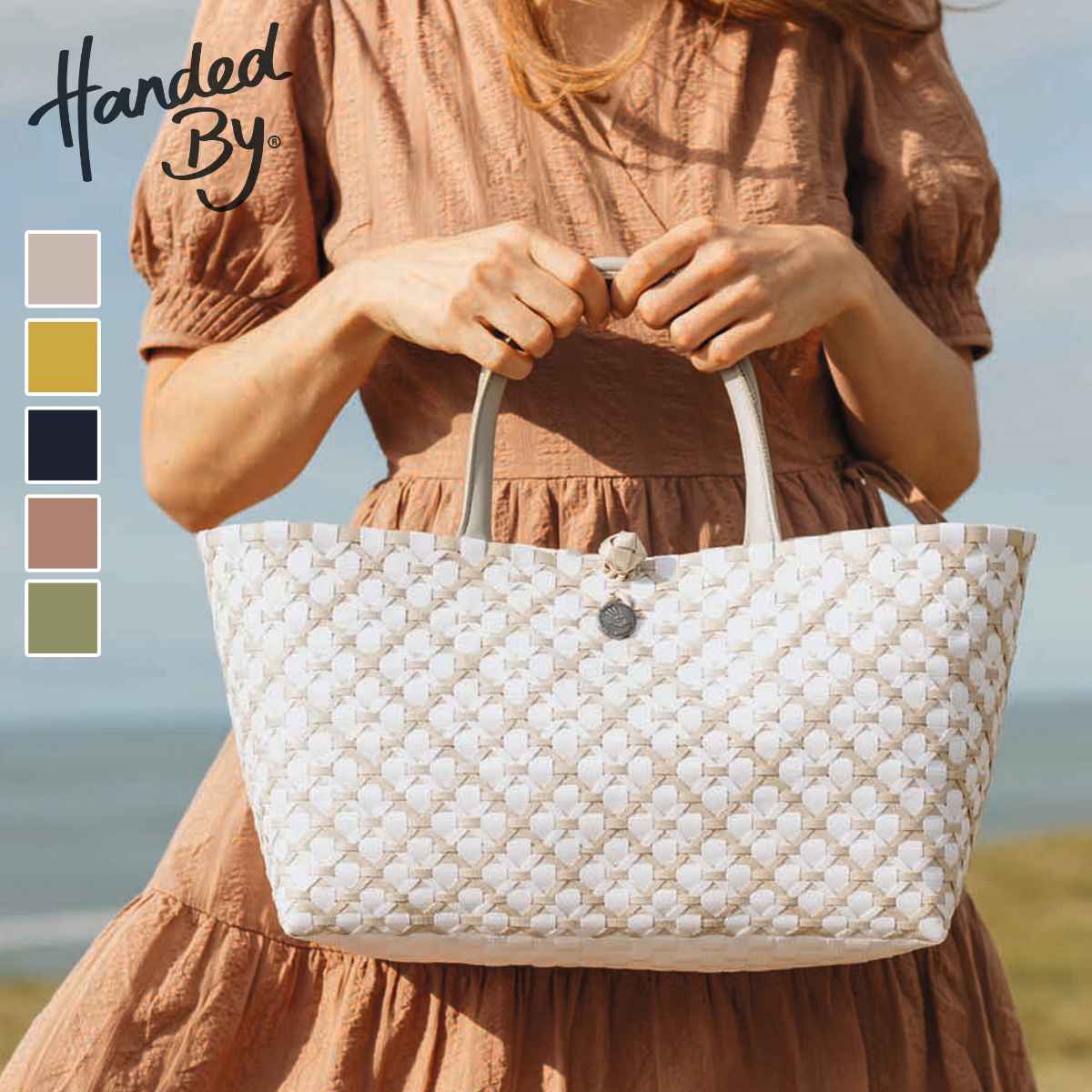 かごバッグ Handed By ハンデッドバイ MINI MOTIF＆MOTIF（ パサール メルカド PPバンド プラかご プラカゴ カゴバッグ レディース かばん 鞄 ハンドバッグ バスケット ハンドメイド 軽量 カゴ かご 編み込み マチあり アウトドア おしゃれ）