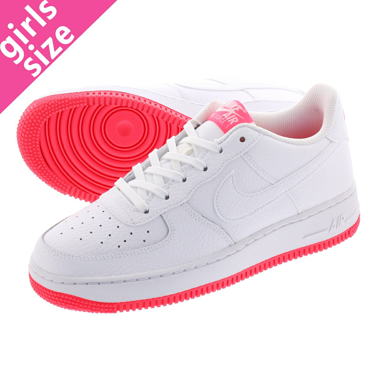 楽天市場 Nike Air Force 1 Gs ナイキ エア フォース 1 Gs White White Racer Pink Ao2296 101 Lowtex Plus