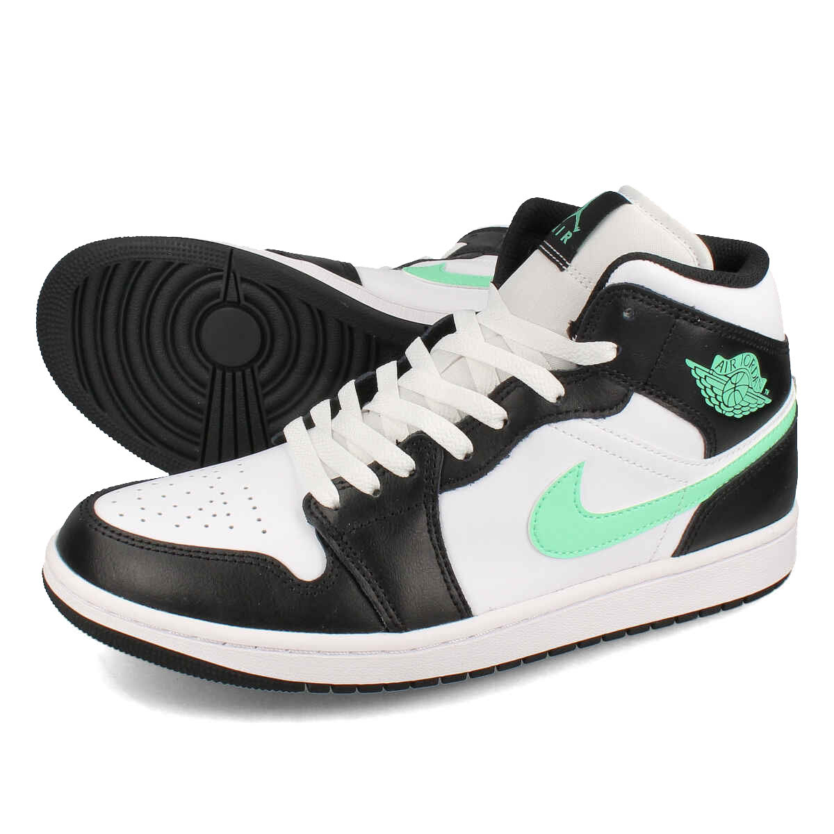 楽天市場】NIKE AIR JORDAN 1 MID WHITE/GREEN GLOW-BLACK