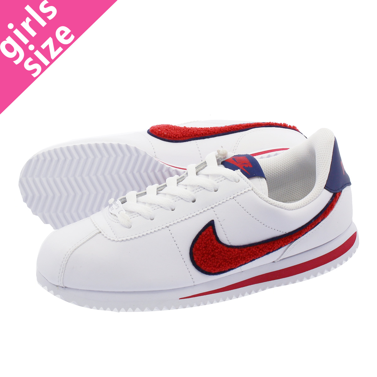 nike cortez white and blue