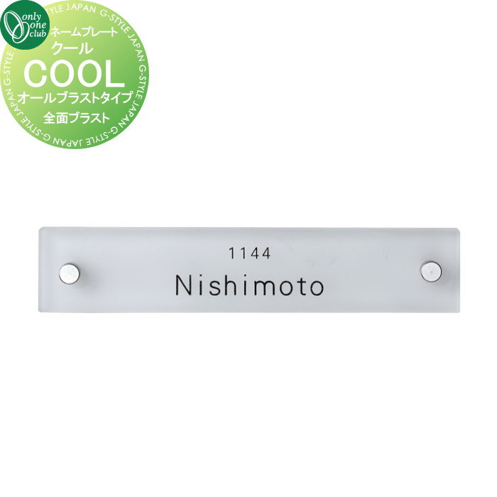 表札 オンリーワンクラブ クール COOL　オールブラストタイプ （全面ブラスト） MY1-1204 戸建て オーダー オンリーワン エクステリア