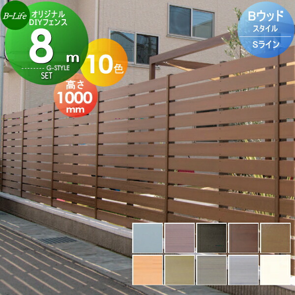 お庭や外構をおしゃれに F F Eウッドスタイル マイティウッド同等品が特価価格 Sライン 目隠しフェンス オリジナルdiyフェンス Bウッドスタイル Sライン 約8m 4スパン分 人工ウッド フェンス H1000mm L7980mm用 組立て部材セット ウッドスタイルフェンスセット 人工