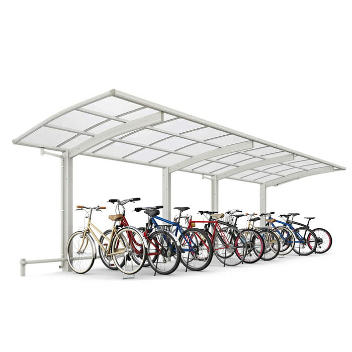 【無料★特典対象】 関東・東海エリア限定配達 サイクルポート YKK YKKap アリュース ミニ 600タイプ たて2連棟セット J43・43-21 標準高(H18) アルミ色 17台用 ポリカーボネート 10780mm&times;2099mm 自転車 屋根 駐輪 diy バイク置き場｜DIYエクステリアSTYLE-JAPAN-GROUP