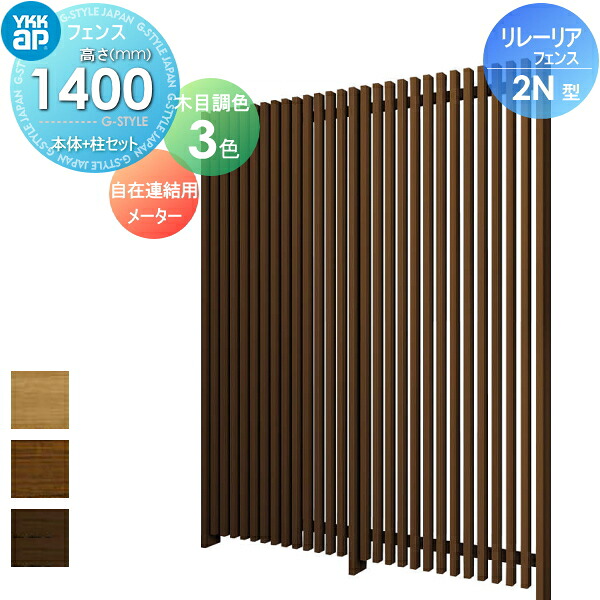 【無料★特典対象】 スクリーンフェンス 目隠し YKK YKKap リレーリア フェンス 2N型 フェンス本体+柱セット 自在連結用 メーターモジュール 木目調カラー H14FK 形材フェンスガーデン DIY 塀 壁 囲い 境界 屋外