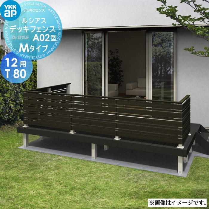 【無料★特典対象】 YKK YKKap ルシアス デッキフェンス A02型 UNT-12 サイズ12用T80 Mタイプ:端(角)柱-中柱納まり用 横板格子+細横格子タイプ ※本体パネル1枚 ガーデン DIY 塀 壁 囲い 境界 屋外|DIYエクステリアSTYLE-JAPAN-GROUP