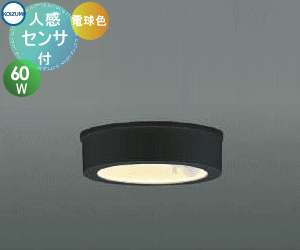 エクステリア 屋外 照明 ライト コイズミ照明 koizumi KOIZUMI 薄型軒下シーリング AU50490 白熱球60W相当 人感センサー 電球色 黒色塗装 ＬＥＤ ポーチライト 玄関灯 門柱灯
