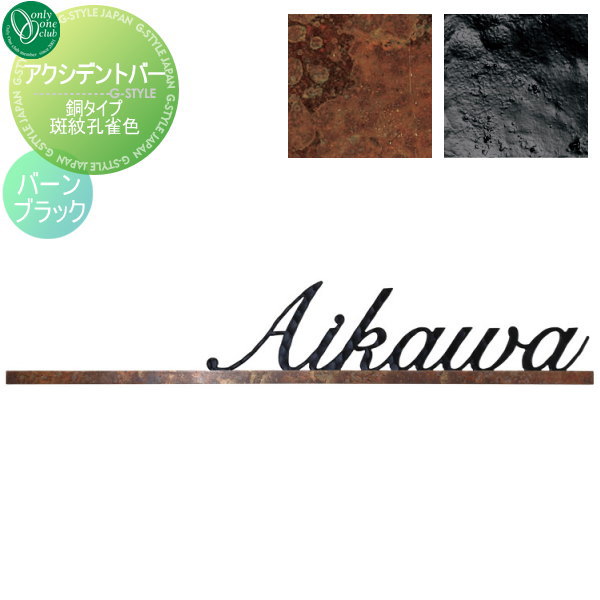 表札 アイアン オンリーワンクラブ アクシデントバー 銅タイプ 斑紋孔雀色 バーンブラック NA1-S102KUBB 戸建て オーダー オンリーワン エクステリア