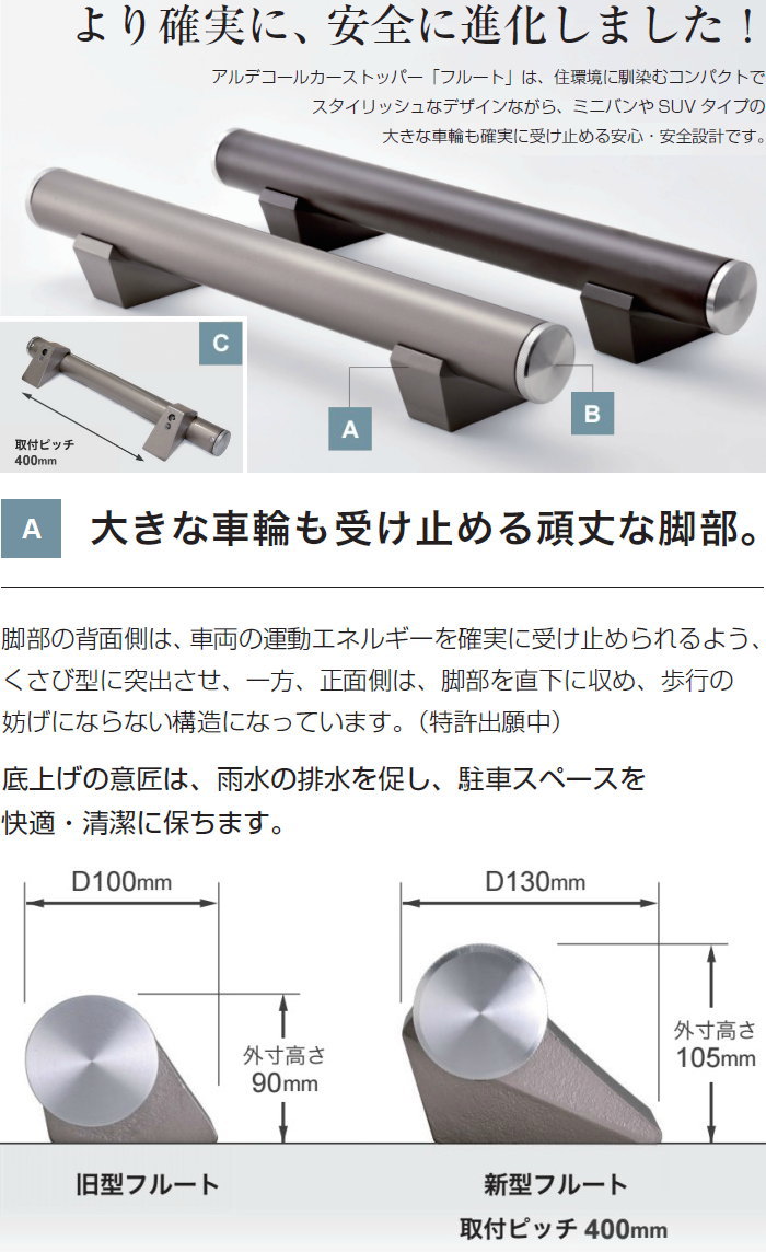 車止めオンリーワンエクステリアアルデコールフルートシンプルワインレッドメタリック1本のみオンリーワンクラブ車庫まわり駐車場ガレージカーストッパー輪止めアルミ