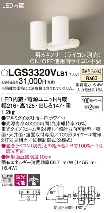 訳あり】 Panasonic パナソニック スポットライト 天井直付型 壁直付型