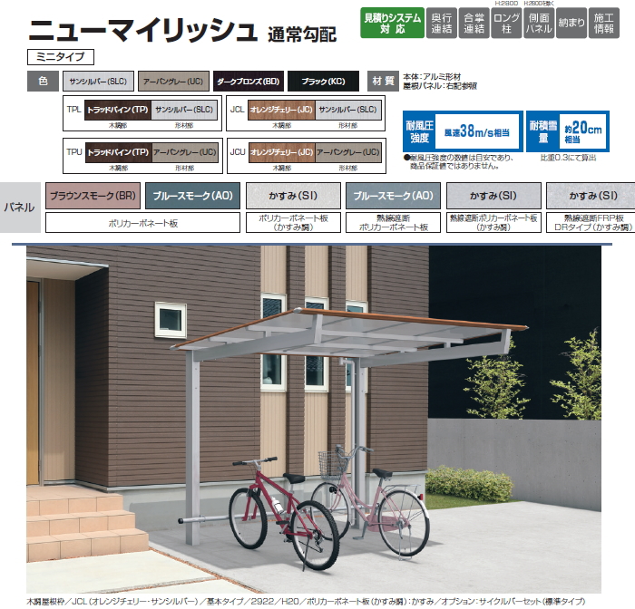 超目玉 サイクルポート 三協アルミ ニューマイリッシュ ミニタイプ