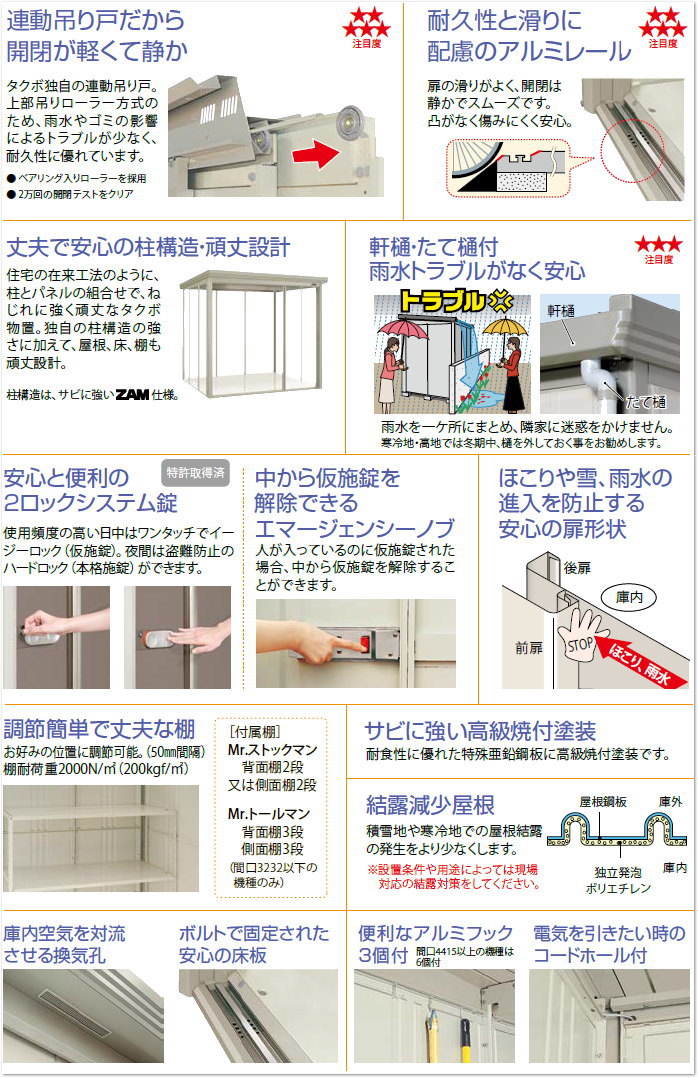 物置 収納 タクボ 田窪工業所 背面棚タイプ 倉庫 収納庫 Mrストック