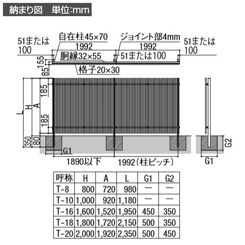 フェンス 目隠し LIXIL(リクシル) プログコートフェンスF3型 アルミ