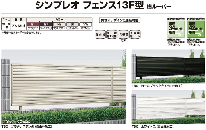 新入荷 21年6月リニューアル 目隠しフェンス シンプレオフェンス 13f型 フェンス本体 H800 目隠しルーバータイプ W00 800 Ykkap 形材フェンスガーデン Diy 塀 壁 囲い お求めやすく価格改定