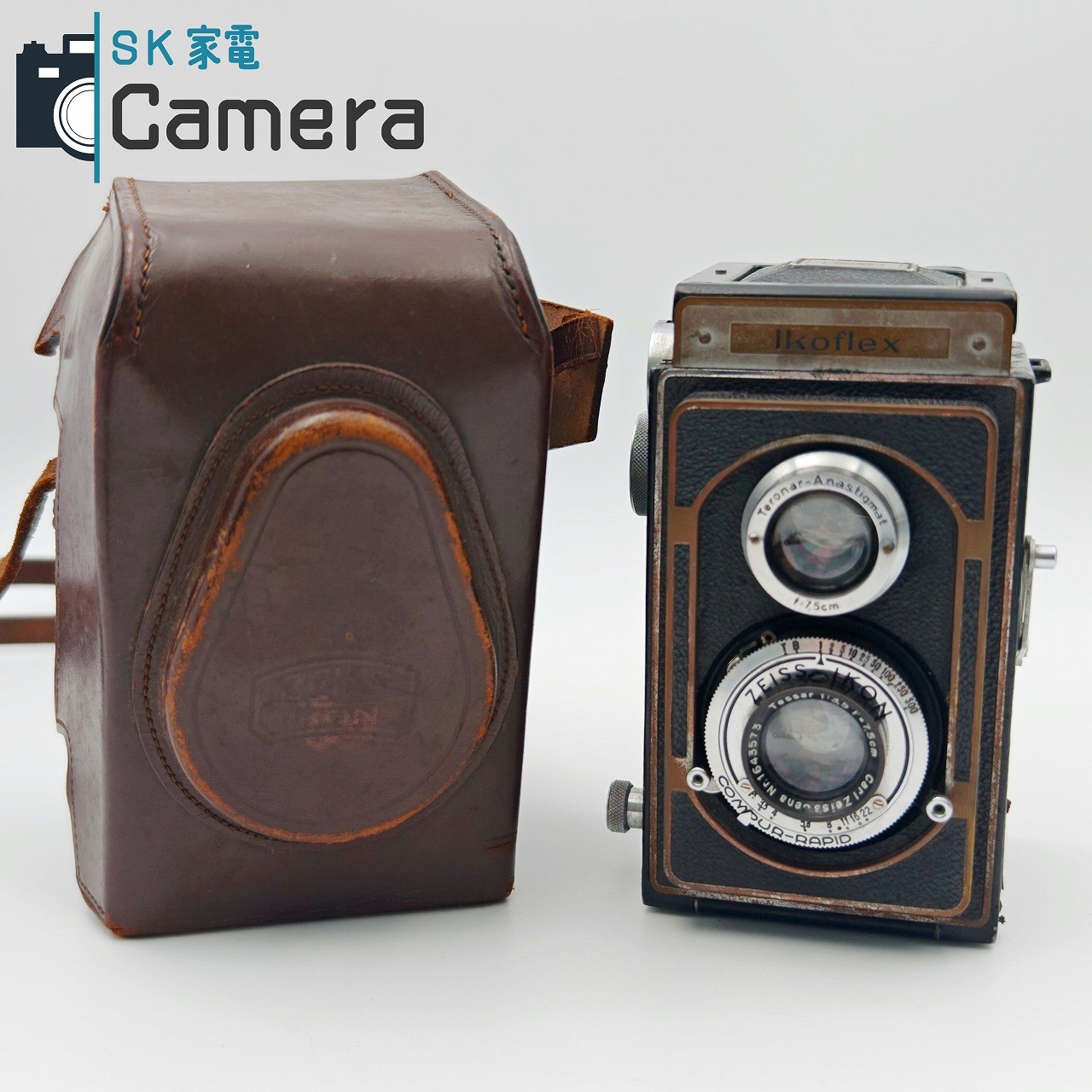 【中古】 ZEISS IKON Ikoflex Tessar 7.5ｃｍ F3.5 ツァイスイコン 二眼二眼レフ写真機 革容れもの付